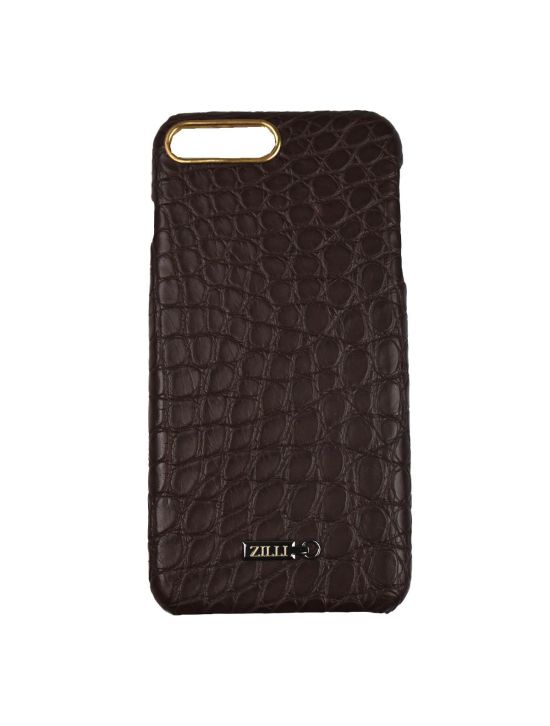 Zilli Zilli Brown Leather Crocodile iPhone 7 Plus Cover Brown 000