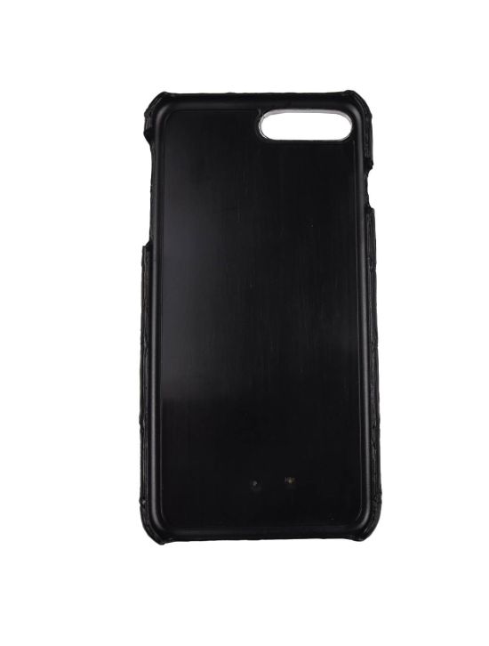 Zilli Zilli Black Leather Crocodile iPhone 7 Plus Cover Black 001