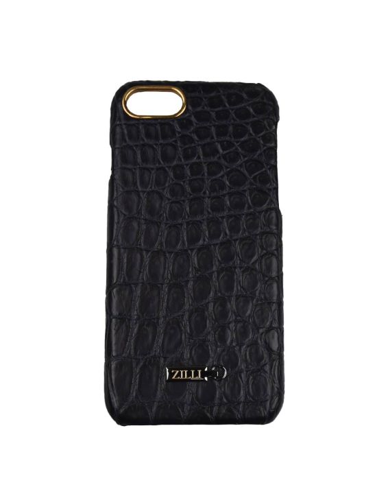 Zilli Zilli Blue Leather Crocodile iPhone 7 Cover Blue 000