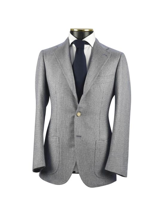 Cesare Attolini CESARE ATTOLINI Blue White Wool 140's Silk Blazer Blue/White 000