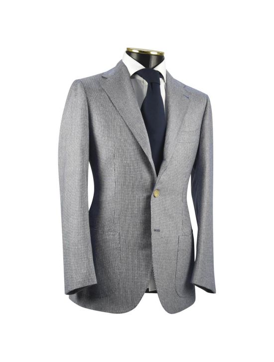 Cesare Attolini CESARE ATTOLINI Blue White Wool 140's Silk Blazer Blue/White 001