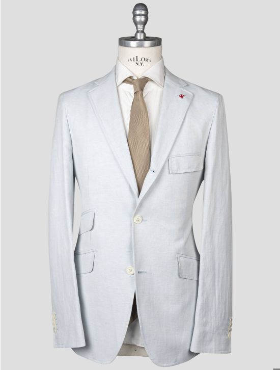 Isaia Isaia Light Blue Cotton Linen Suit Light Blue 000