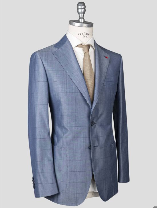 Isaia Isaia Blue Wool Cotton Suit Blue 001