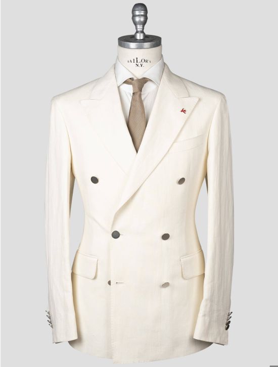 Isaia Isaia White Cotton Linen Suit White 000