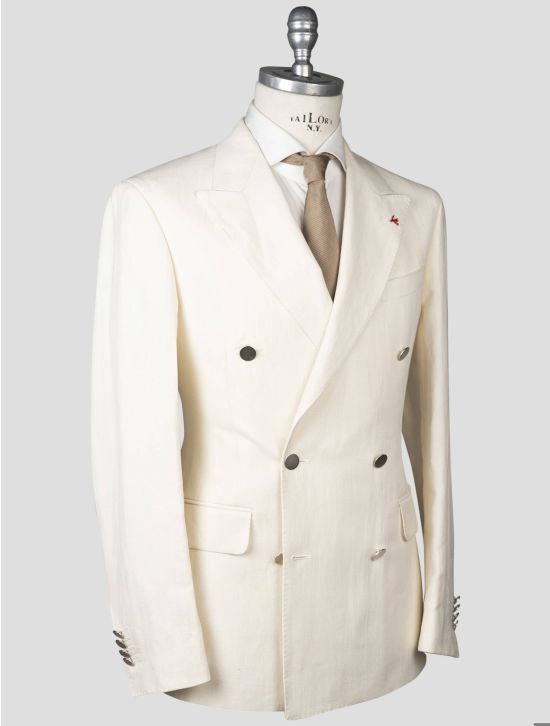 Isaia Isaia White Cotton Linen Suit White 001