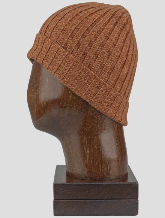 Isaia Isaia Orange Cashmere Beanie Hat Orange 001