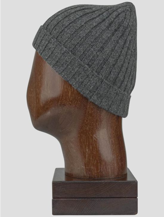 Isaia Isaia Gray Cashmere Beanie Hat Gray 001