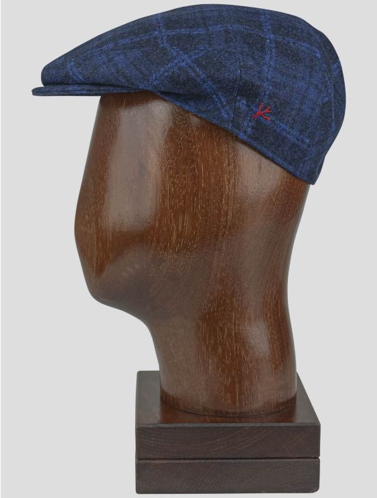 Isaia Isaia Blue Wool Flat Cap Blue 001