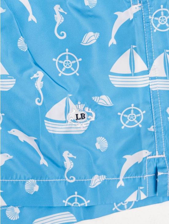 Luigi Borrelli Luigi Borrelli Light Blue White Pl Swim Trunks Light Blue / White 001