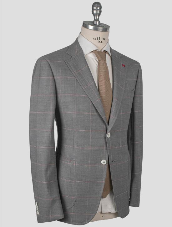 Isaia Isaia Gray Pink Wool Pa Ea Blazer Gray / Pink 001