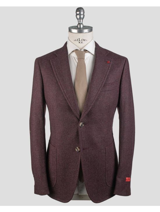 Isaia Isaia Burgundy Wool Cashmere Blazer Violet 000