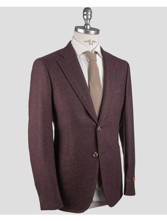 Isaia Isaia Burgundy Wool Cashmere Blazer Violet 001