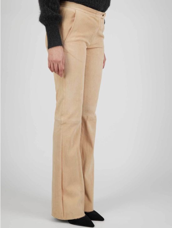 Kiton Kiton Beige Leather Suede Pants Beige 001