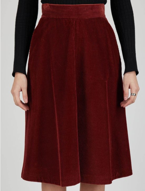 Kiton Kiton Burgundy Cotton Velvet Skirt Burgundy 000