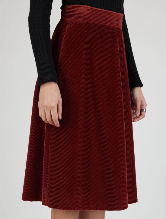 Kiton Kiton Burgundy Cotton Velvet Skirt Burgundy 001