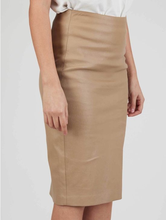 Kiton Kiton Beige Leather Skirt Beige 001