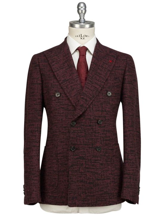 Isaia Isaia Black Burgundy Wool Silk Camel Blazer Black / Burgundy 000