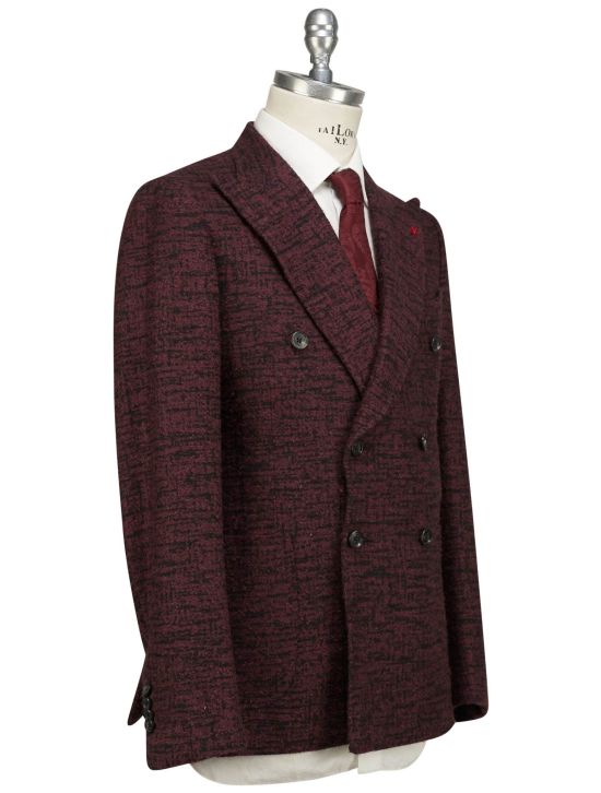 Isaia Isaia Black Burgundy Wool Silk Camel Blazer Black / Burgundy 001