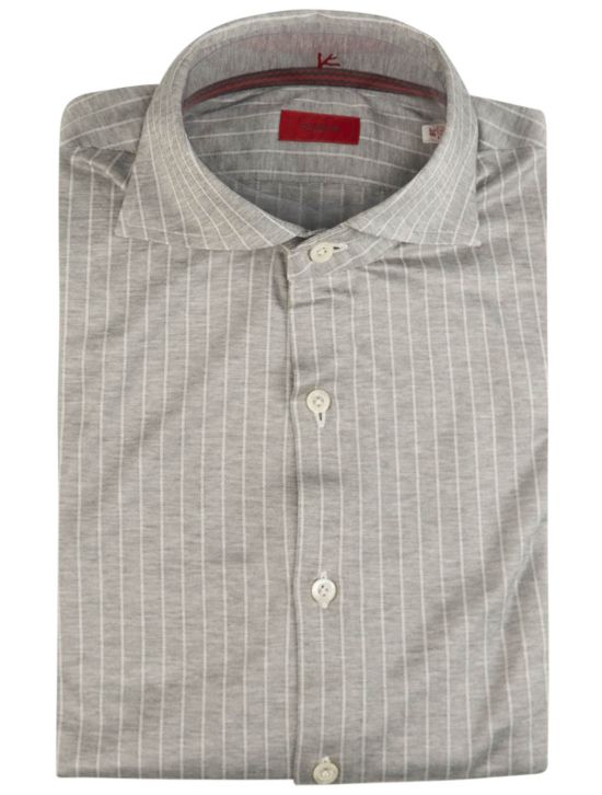 Isaia Isaia Gray White Cotton Shirt Gray / White 000