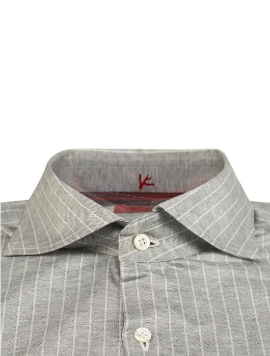 Isaia Isaia Gray White Cotton Shirt Gray / White 001