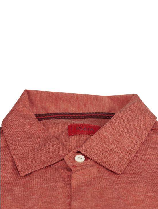 Isaia Isaia Red Silk Cotton Shirt Short Sleeve Red 001