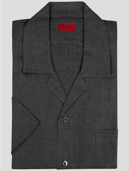 Isaia Isaia Dark Gray Linen Shirt Dark Gray 000