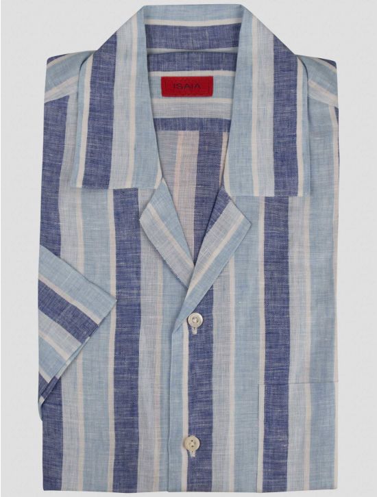 Isaia Isaia Blue Linen Shirt Blue 000