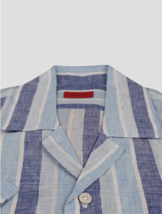 Isaia Isaia Blue Linen Shirt Blue 001