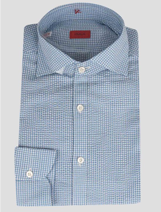 Isaia Isaia Blue White Cotton Shirt Blue / White 000