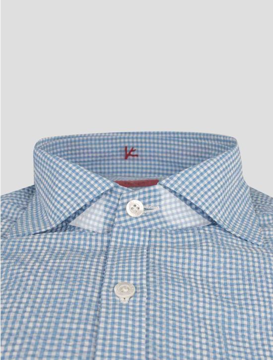 Isaia Isaia Blue White Cotton Shirt Blue / White 001