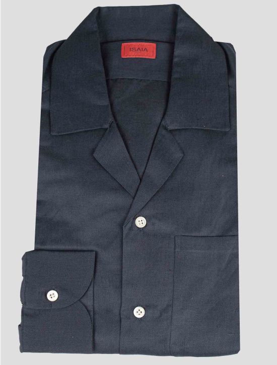 Isaia Isaia Blue Linen Sik Cotton Shirt Blue 000