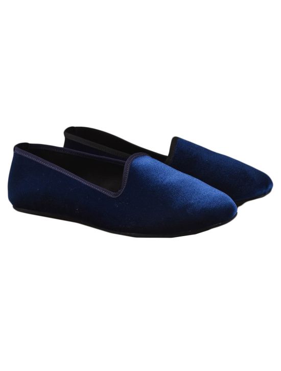 FeFè Napoli Fefè Blue Cotton Velvet Slippers Blue 000