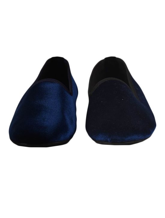 FeFè Napoli Fefè Blue Cotton Velvet Slippers Blue 001