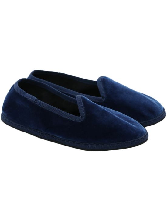 FeFè Napoli Fefè Blue Cotton Velvet Slippers Blue 000