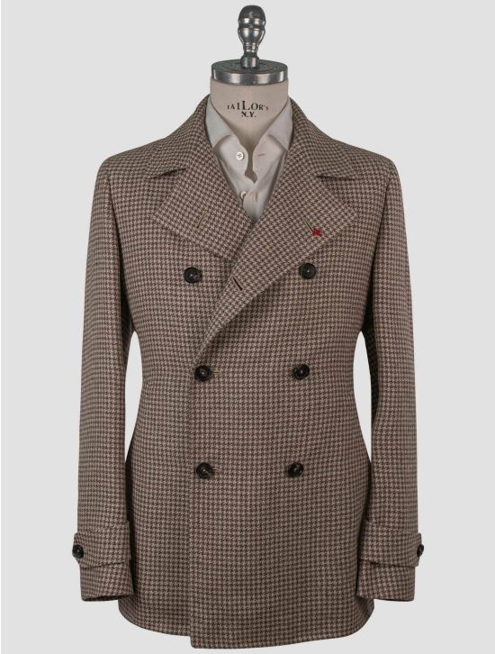 Isaia Isaia Brown Silk Wool Linen Coat Brown 000