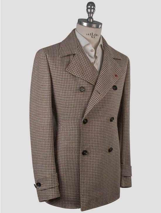 Isaia Isaia Brown Silk Wool Linen Coat Brown 001