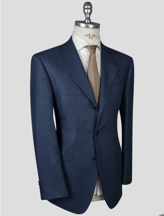 Isaia Isaia Blue Silk Wool Cv Blazer Blue 001