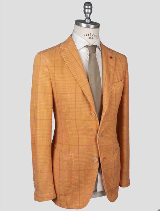 Isaia Isaia Orange Linen Pa Cotton Blazer Orange 001