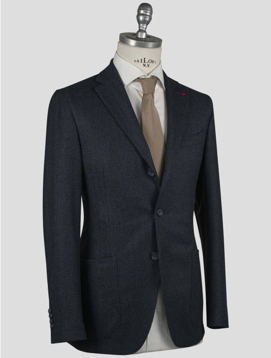 Isaia Isaia Blue Virgin Wool Blazer Blue 001