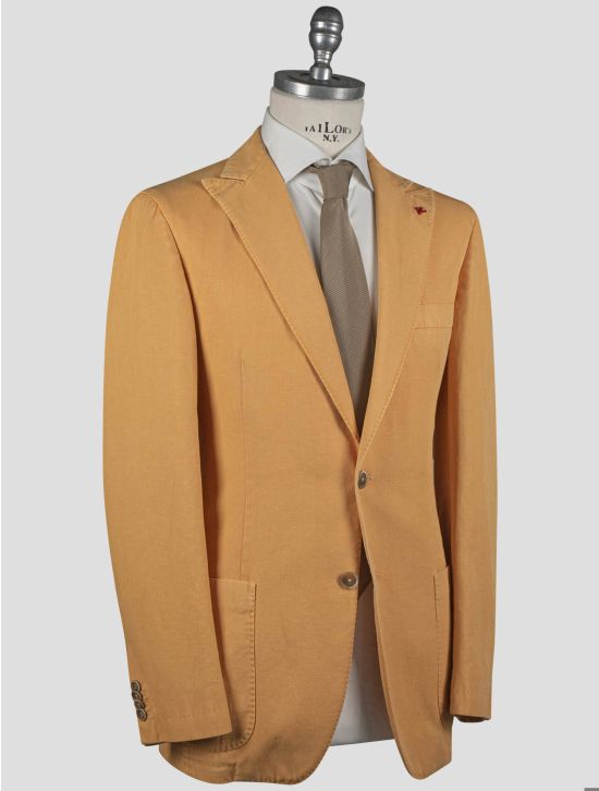 Isaia Isaia Orange Linen Cotton Blazer Orange 001