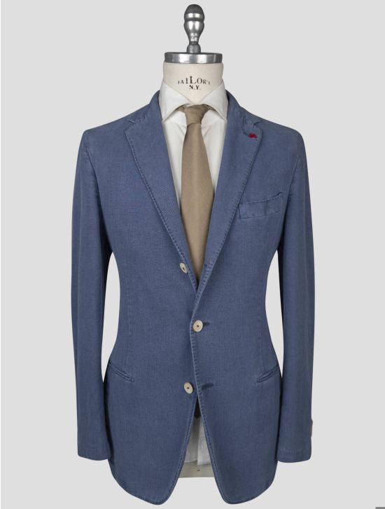 Isaia Isaia Blue Cotton Linen Blazer Blue 000