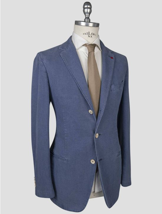 Isaia Isaia Blue Cotton Linen Blazer Blue 001