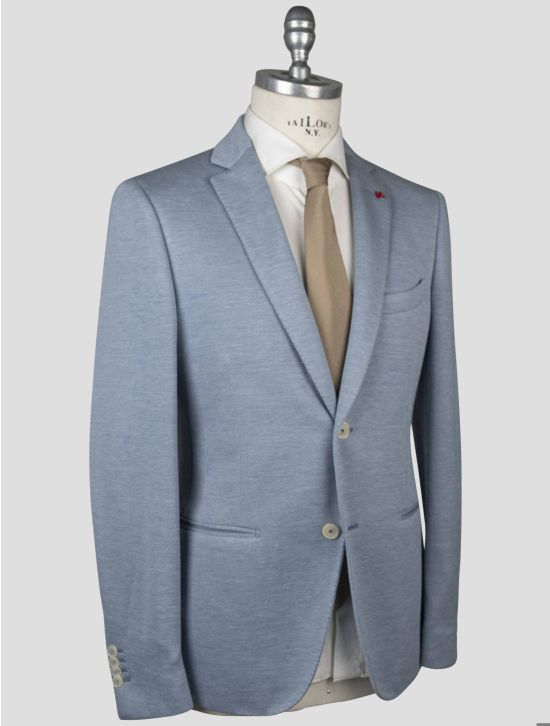 Isaia Isaia Light Blue Cotton Lycra Blazer Light Blue 001