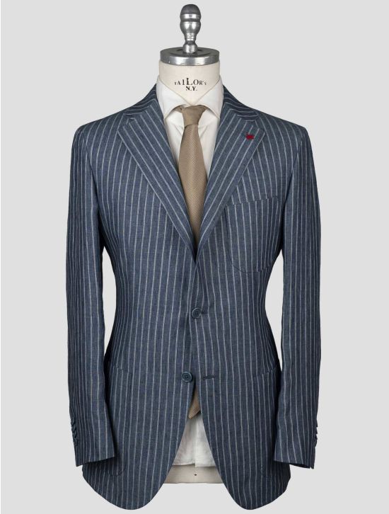 Isaia Isaia Blue White Linen Blazer Blue / White 000