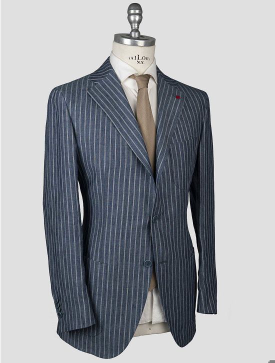 Isaia Isaia Blue White Linen Blazer Blue / White 001