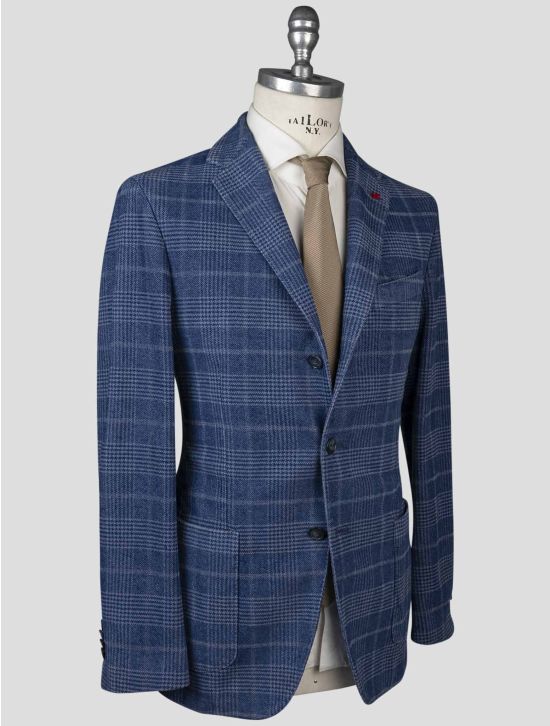 Isaia Isaia Blue Cotton Ea Blazer Blue 001