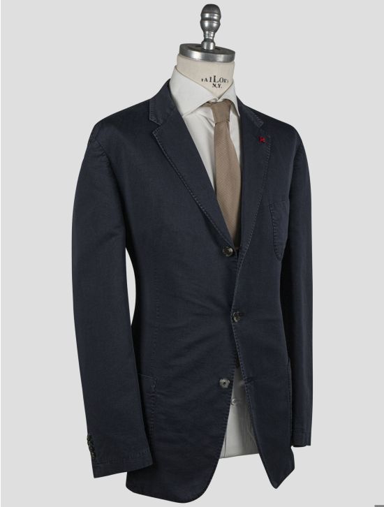 Isaia Isaia Blue Cotton Silk Blazer Blue 001