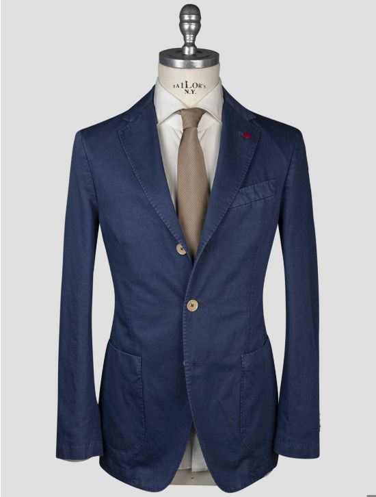 Isaia Isaia Blue Cotton Linen Blazer Blue 000