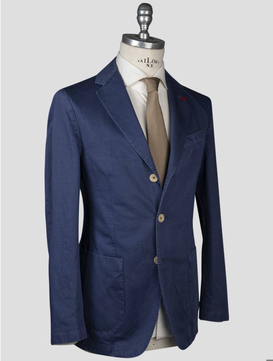 Isaia Isaia Blue Cotton Linen Blazer Blue 001