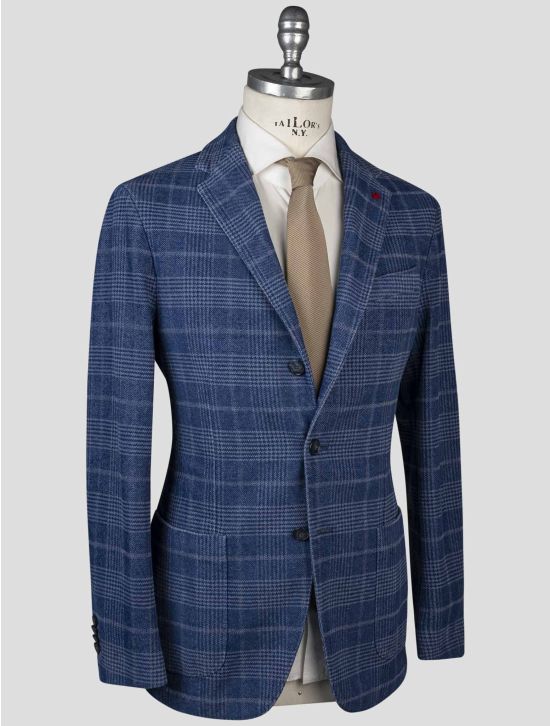 Isaia Isaia Blue Cotton Ea Blazer Blue 001